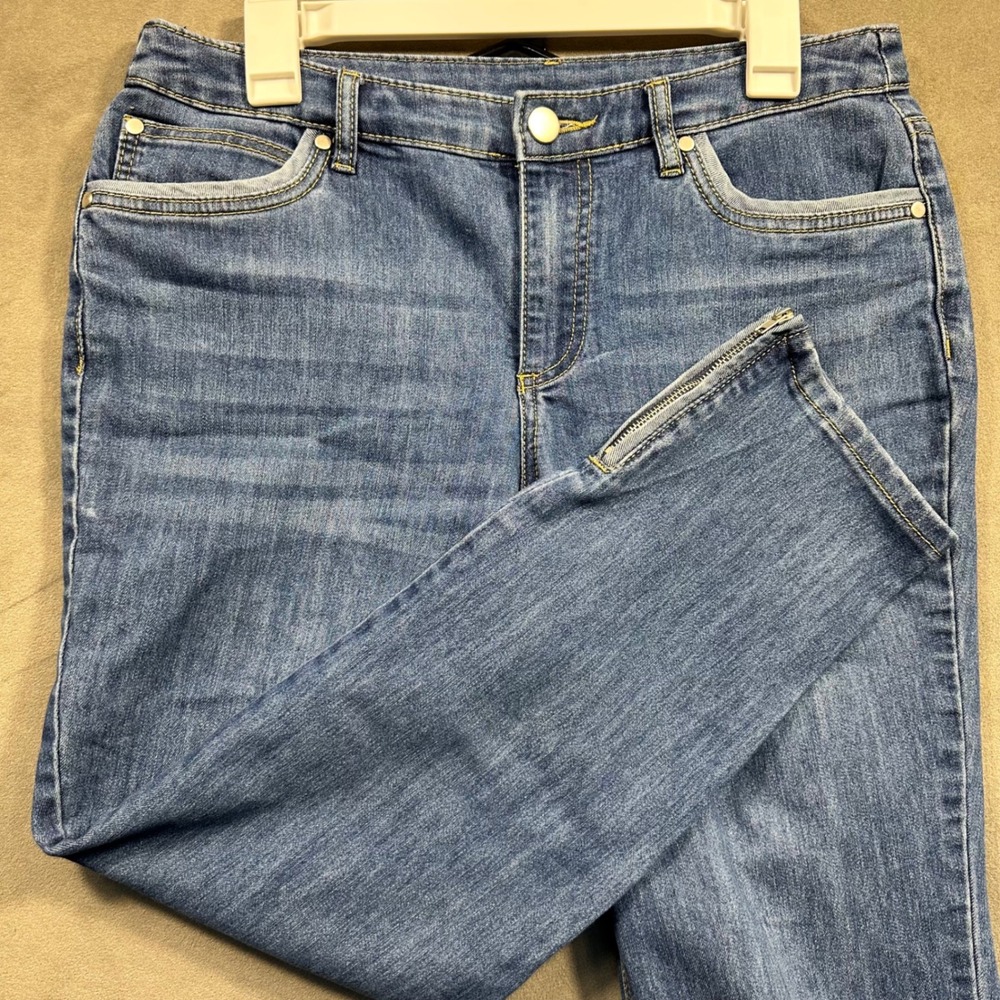 Christopher & Banks Jeans Women 8 Blue Ankle Zip Side Slim Leg Denim Excellent